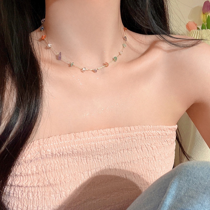 Vòng cổ Mặt Đá Resin Nhiều Màu Sắc Thời Trang Hàn Quốc Cho Nữ