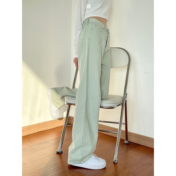 Quần Jean Nữ Ống Rộng Đơn Giản Thời Trang Hàn Quốc Mới