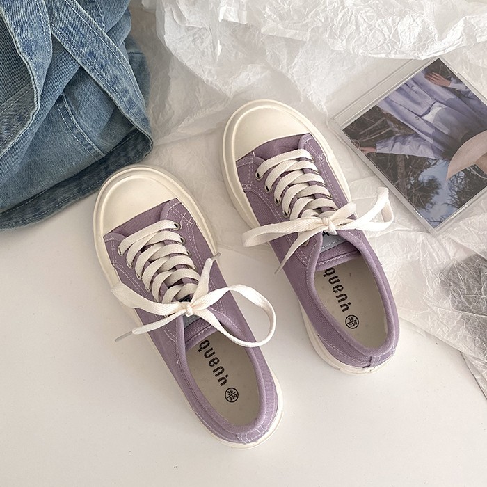 GIÀY BÁNH MỲ THỂ THAO Unisex DÁNG CVS GAM MÀU PASTEL ĐẾ CAO 3 cm  (ảnh thật