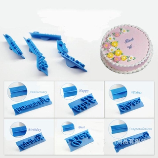 Set 6 khuôn dập nổi chữ viết tay trang trí bánh kem