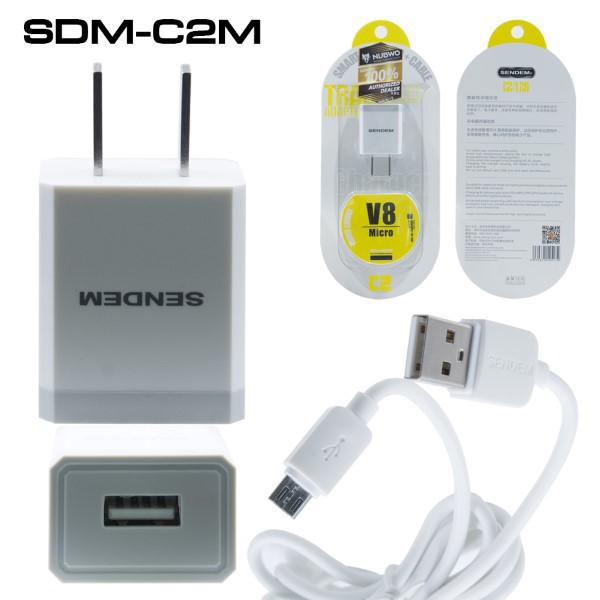 Bộ Củ kèm Cáp Sạc Sendem C2 (chọn 1 trong 2 loại cáp Iphone hoặc Android)
