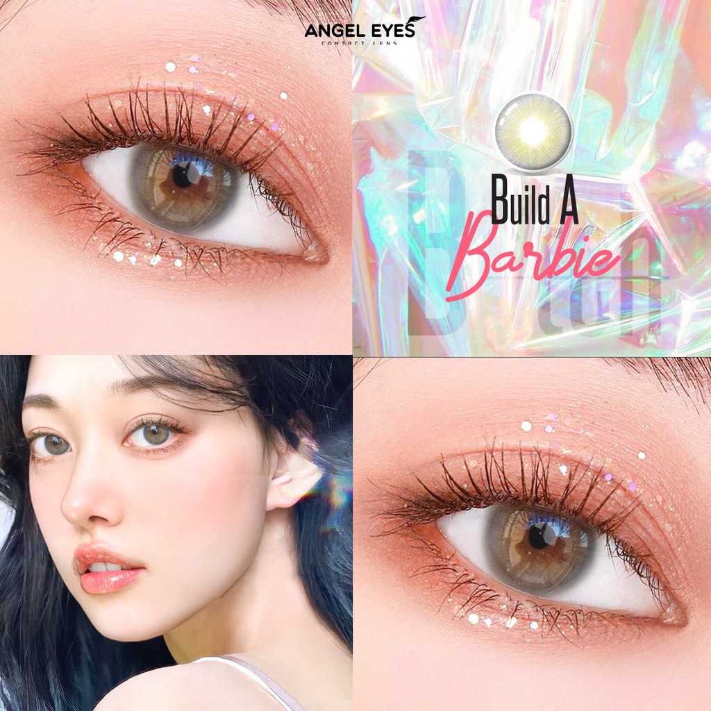 Lens xám tây có độ Build a Barbie tự nhiên hiệu Angel Eyes - Độ cận 0-8 - Đường kính...