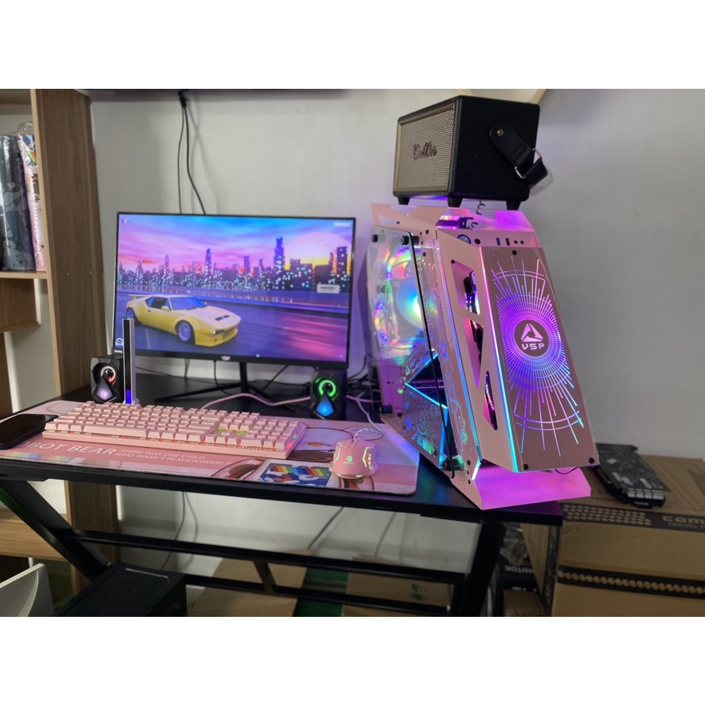 Case máy tính đồng bộ để bàn PC- Với thiết kế hồng nhẹ độc đáo cấu hình chơi game tốt- Bảo Hành 12 Tháng.