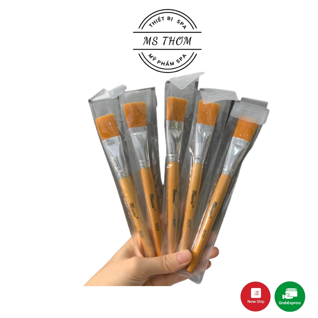 Cọ đắp mặt nạ cán gỗ, lông mềm mịn dài 19cm