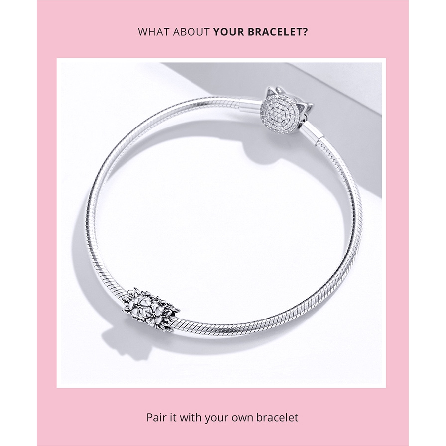 Hạt charm hình hoa lá Bamoer dùng trang trí đồ trang sức chuyên dụng