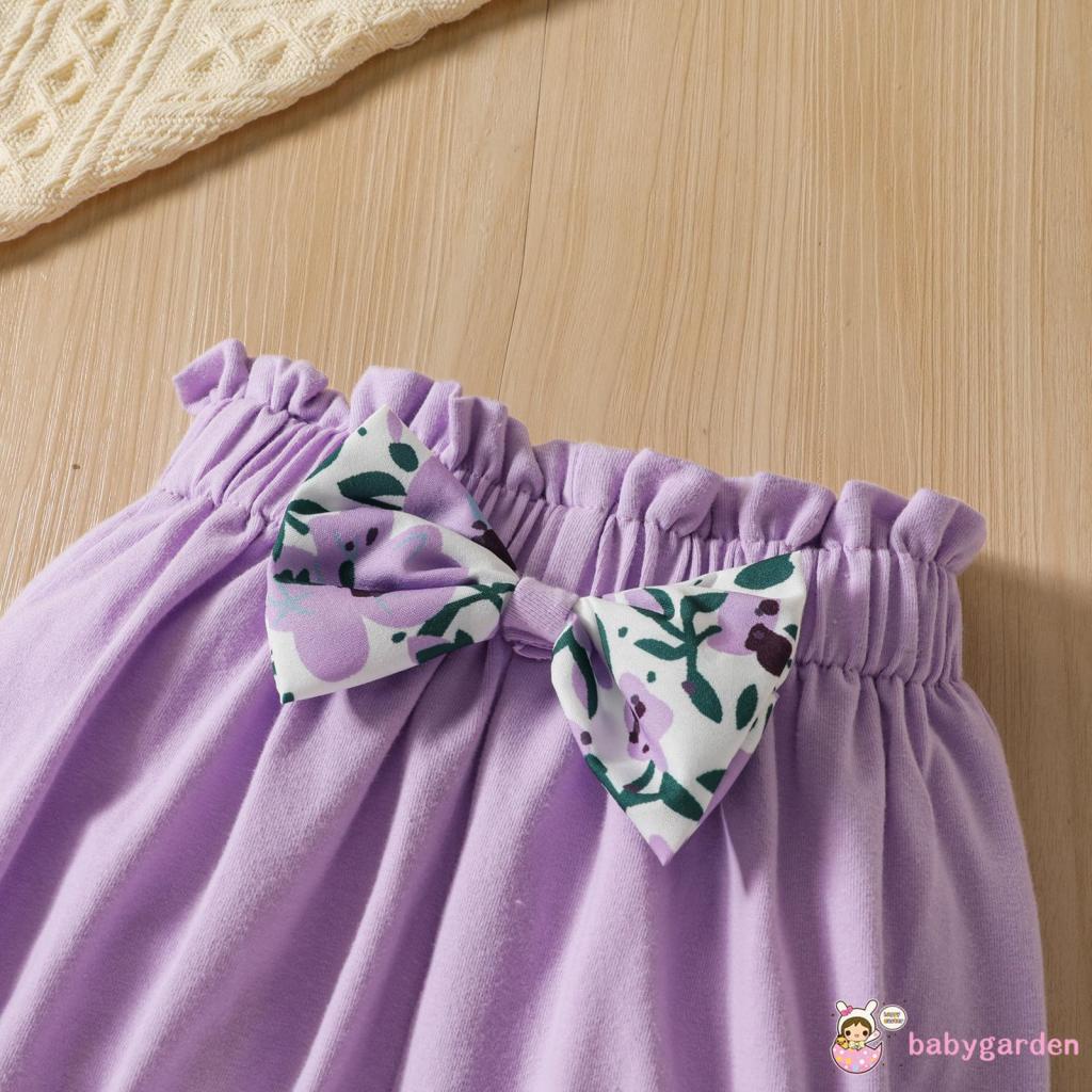 Set Áo Cổ Tròn Tay Cánh Tiên + Quần Short In Họa Tiết Hoa Thời Trang Cho Bé Gái 0-3 Tuổi