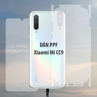 Tấm dán Xiaomi CC9 dán PPF mặt trước, dán mặt sau, dán màn hình, dán mặt lưng Full viền chuẩn