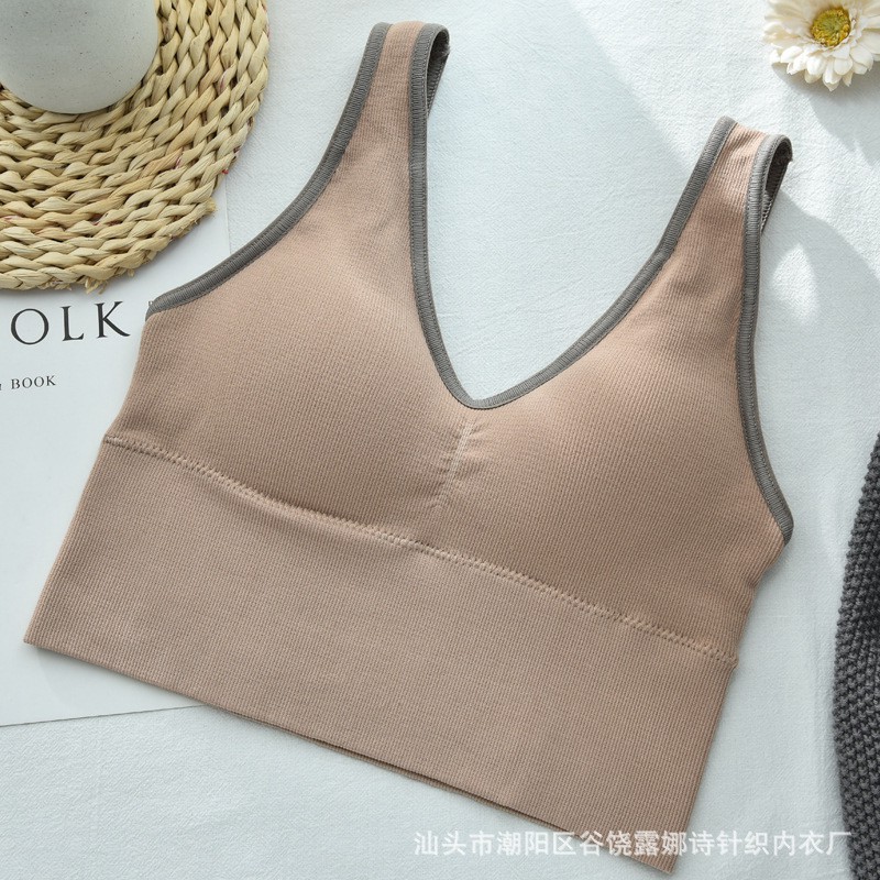 Áo Ngực Thể Thao Nữ Không Đường May Có Đệm Ngực Chống Tuột Bằng cotton