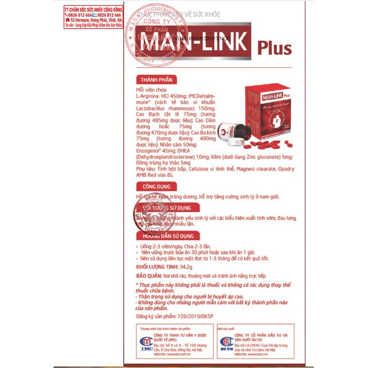 [CHÍNH HÃNG] Manlink Plus– Giữ Lửa Đam Mê Cho Nam Giới