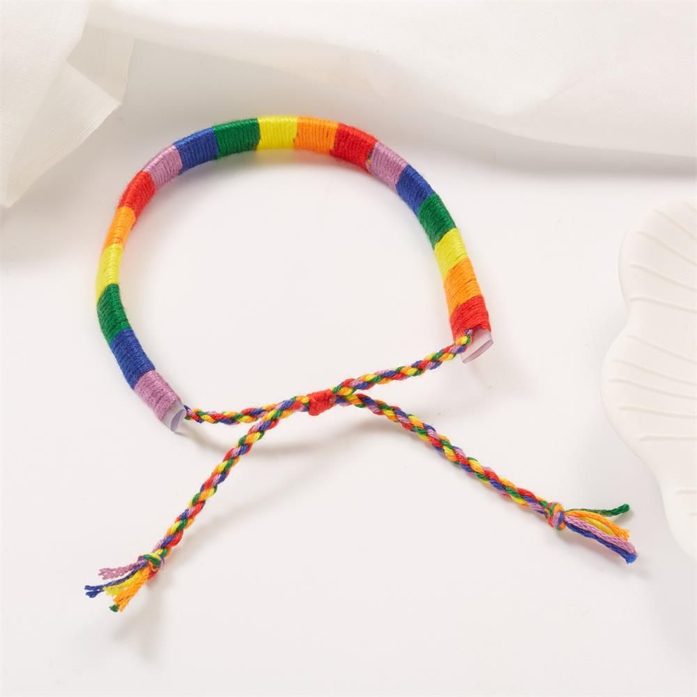 Vòng tay dây bện màu sắc cầu vồng thời trang cho nam nữ