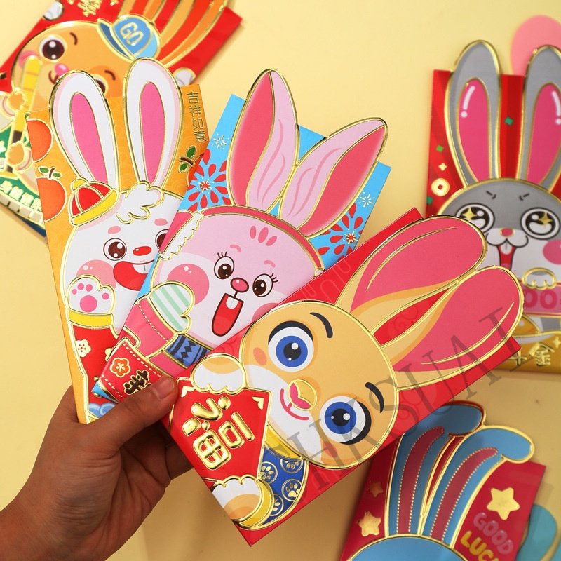 Set 6 Bao Lì Xì Hình Thỏ May Mắn Cho Năm Mới 2023