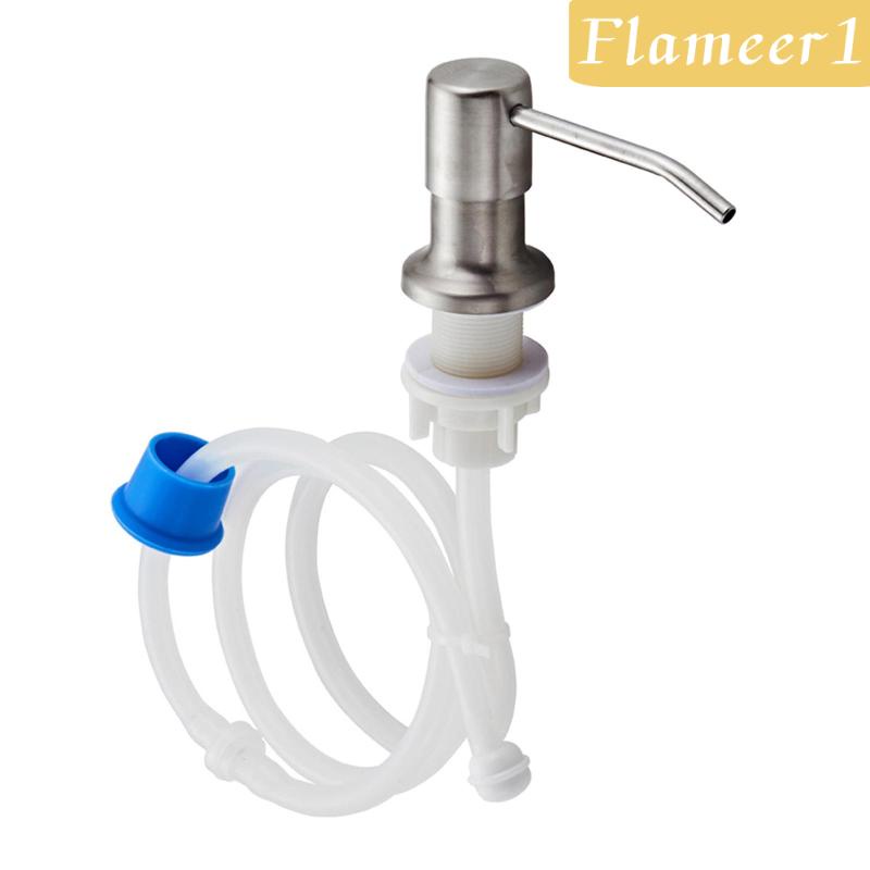 [flameer1] Đầu Bơm Xà Phòng Bồn Rửa Chén Bằng Thép Không Gỉ Với Ống Silicone Mở Rộng Màu Bạc