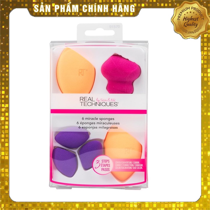 Bộ 6 Mút Tán Kem Nền Real Techniques 6 Miracle Sponges