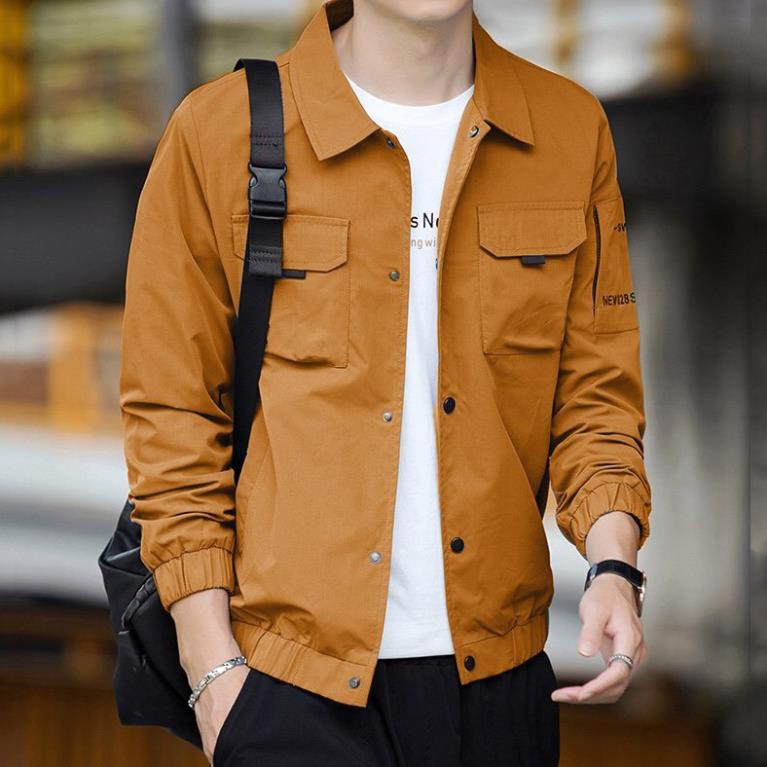 Áo khoác kaki vải dày 2 lớp bomber phối túi trơn cá tính đẹp-A1010