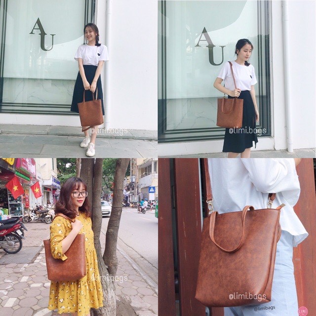 Túi Tote da basic đeo 2 kiểu