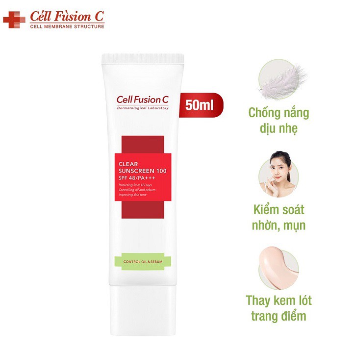 Kem chống nắng Cell Fusion C Clear Sunscreen 100 SPF 50+/PA++++ Control Oil &amp; Sebum 50ml