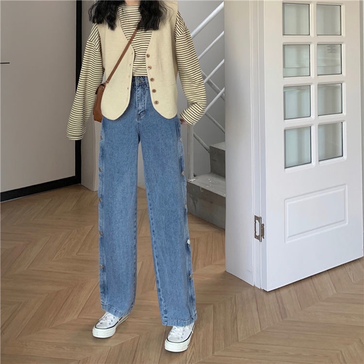 Quần Jean Nữ Ống Rộng Lưng Cao Plus Size