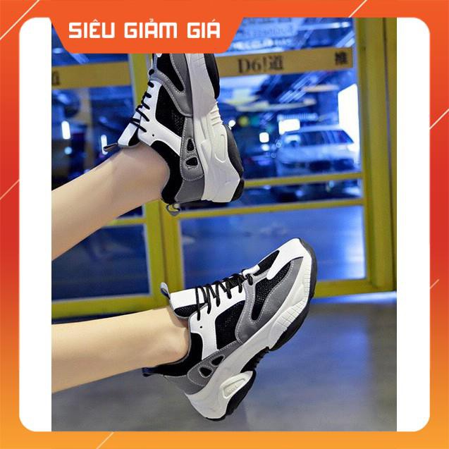 Giày thể thao sneaker da PU, đế cao 4cm nữ - [Hình thật, tặng tất]