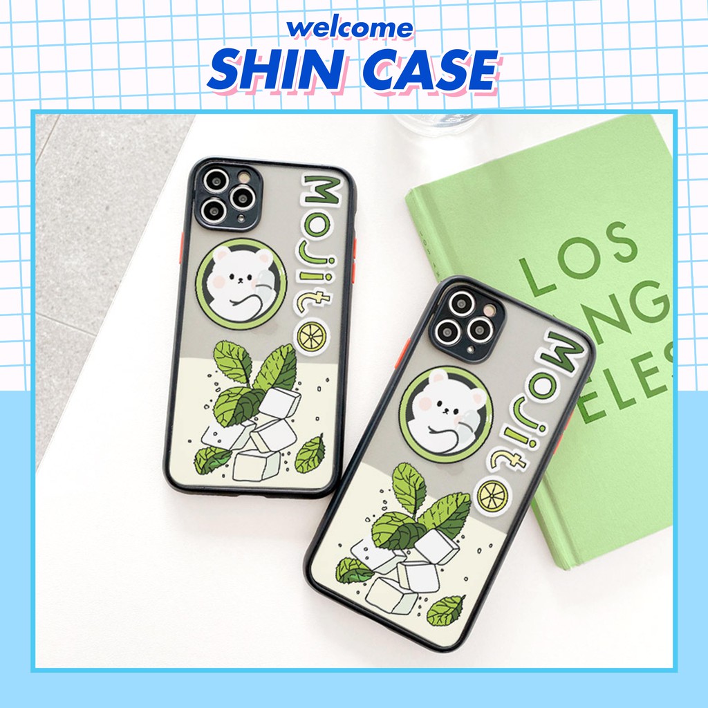 Ốp lưng iphone Gấu Mojito nhám viền nổi cong 5/5s/6/6plus/6s/6splus/7/7plus/8/8plus/x/xr/xs/11/12/pro/max/plus/promax | BigBuy360 - bigbuy360.vn