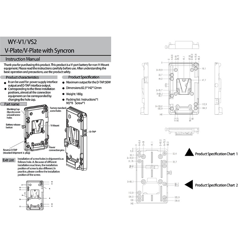 Tấm Pin Máy Ảnh Chữ V Với Đầu Ra Vòi D Cho Màn Hình Máy Quay Video