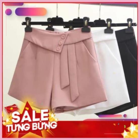 Quần short nữ 3 cúc phối nơ- quần đùi- quần sooc nữ