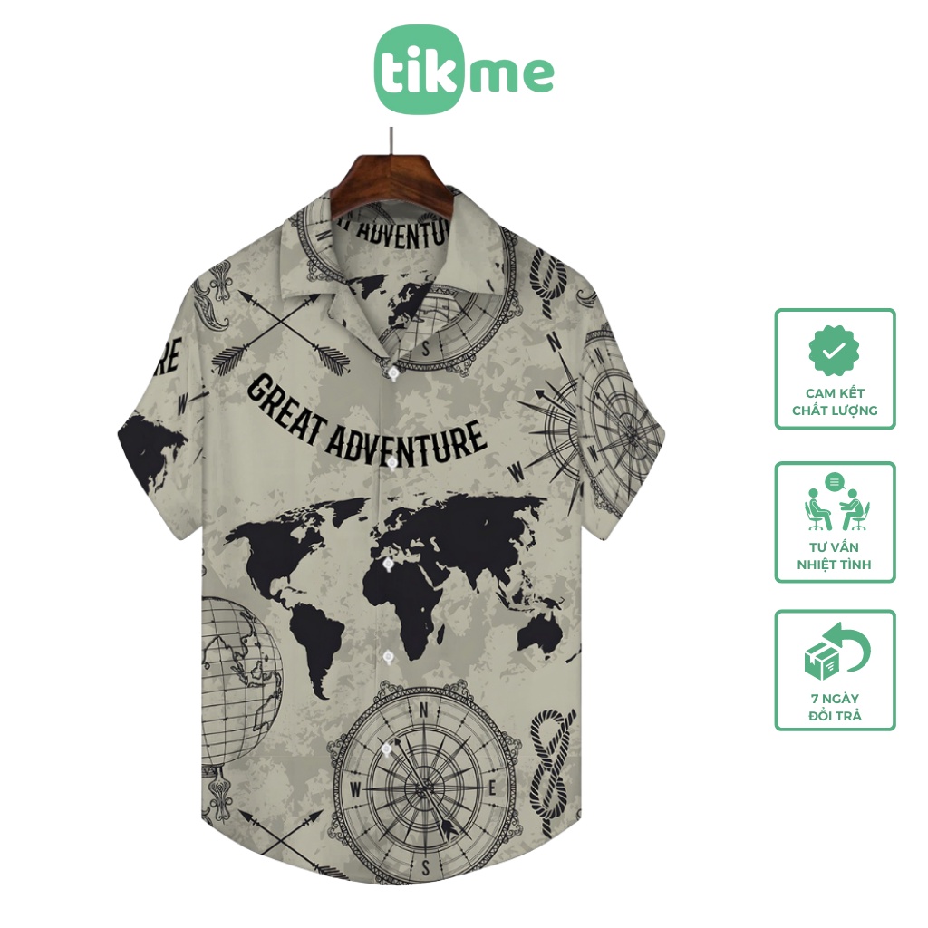 Áo sơ mi họa tiết Hawaii unisex chủ đề thế giới phù hợp đi làm đi chơi đi biển du lịch, áo nhóm