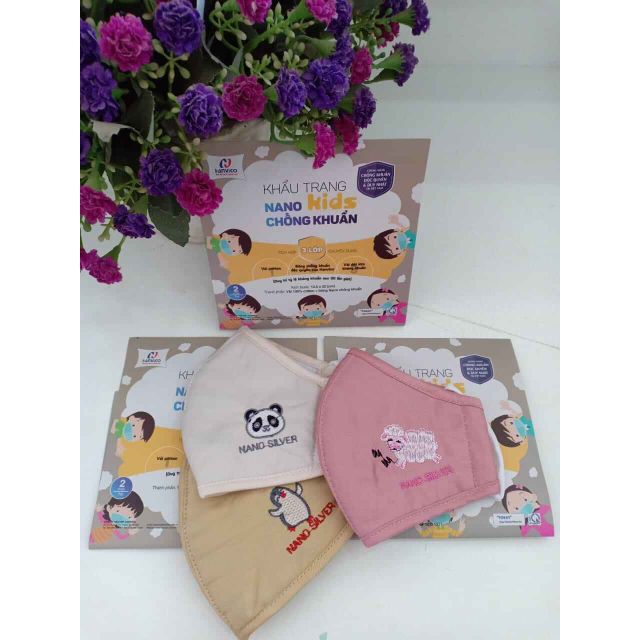 Khẩu trang trẻ em Nano Kid thương hiệu Hanvico - Màu hồng