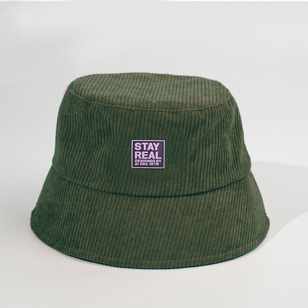 Mũ Bucket Nón Tai Bèo Vành Cụp  Nhung Gân Stay Real 473 Nhiều Màu Sắc Ulzzang Form Unisex Nam Nữ - Hazo