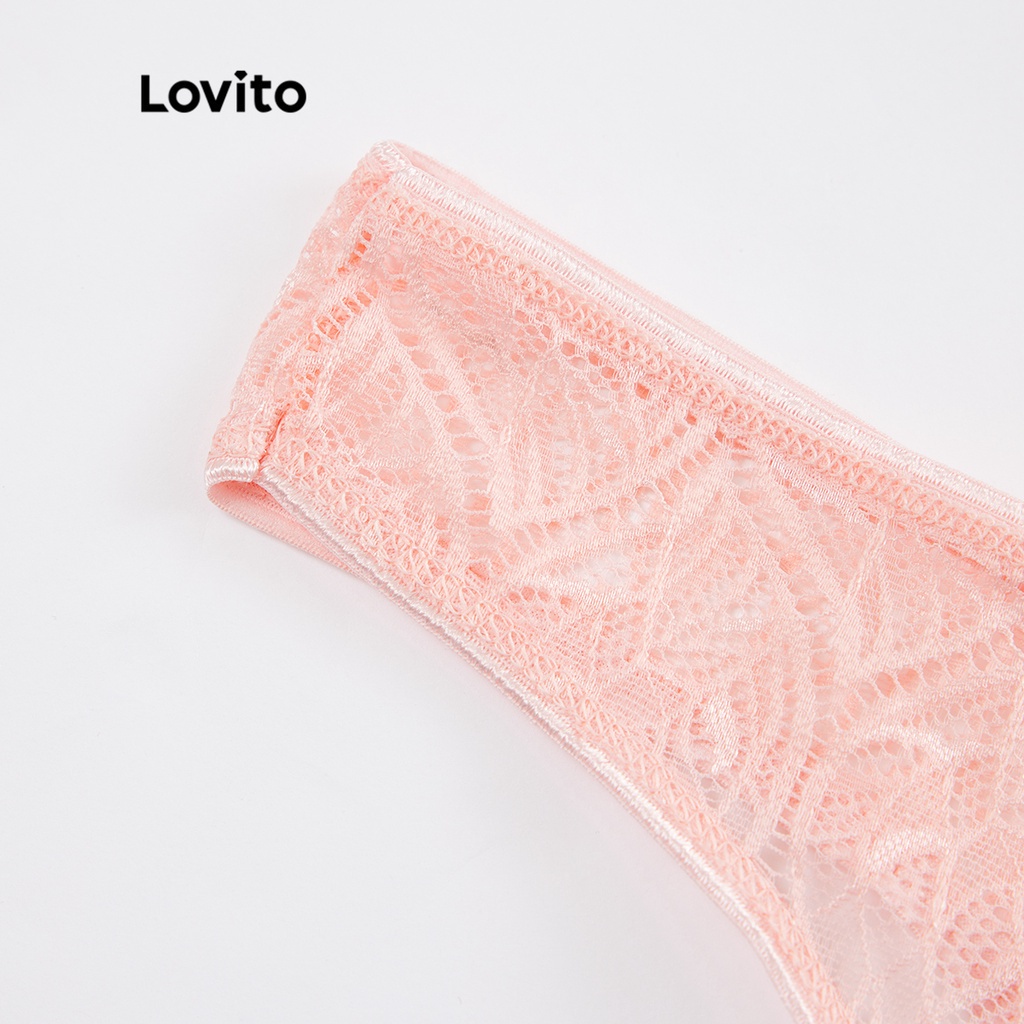 Lovito quần lót ren không co giãn L00107 (đen / xanh lá / hồng nhạt)