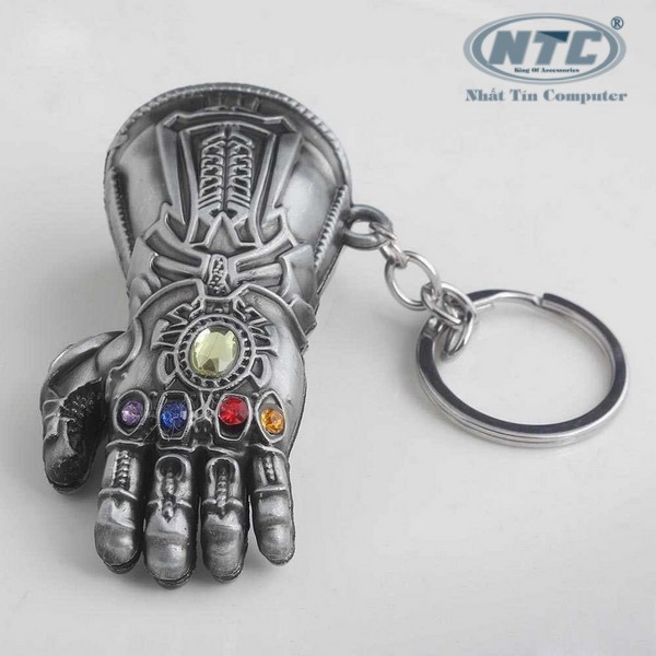 Móc khóa inox găng tay vô cực Thanos đính 6 đá - siêu phẩm Avengers