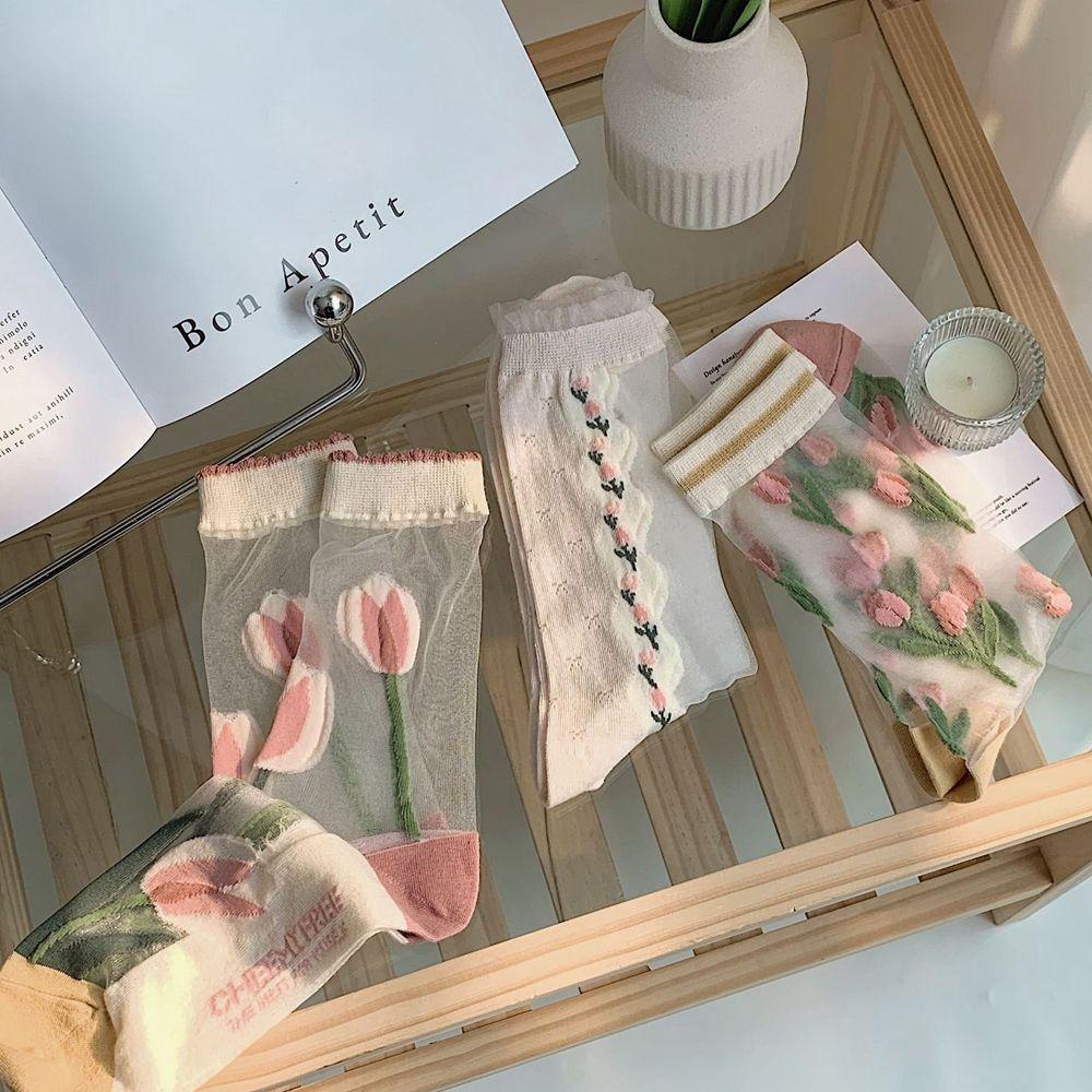 Vớ Lưới Họa Tiết Hoa Xinh Xắn Phong Cách Hàn Quốc Cho Nữ