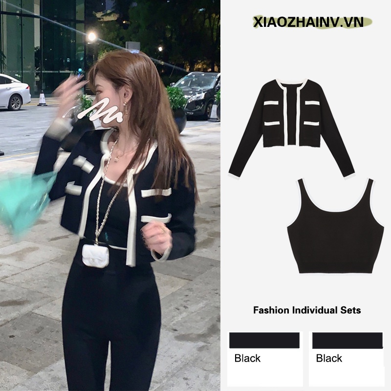 Áo Hai Dây Gợi Cảm/Áo Khoác Cardigan Dệt Kim Thời Trang Mùa Thu Dễ Phối Đồ Dành Cho Bạn Nữ Xiaozhainv