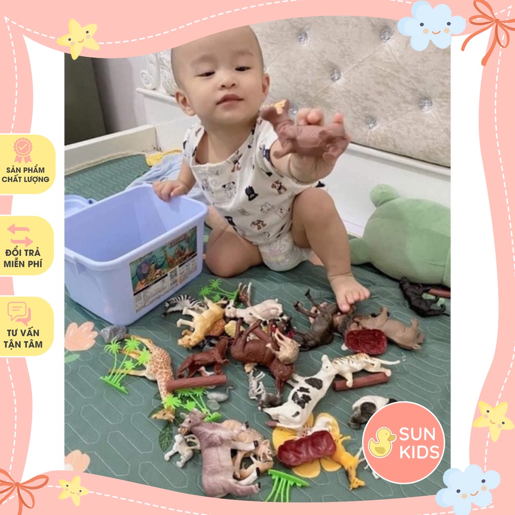Thùng Động Vật 58 Chi Tiết Đồ Chơi Con Vật Mô Hình Thú Cho Bé