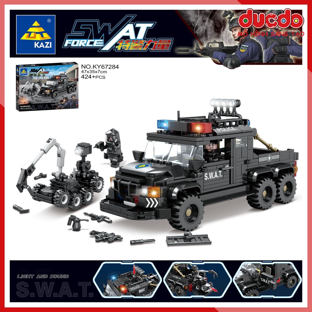 KAZI KY 67284 Lắp ghép xe đặc nhiệm cảnh sát SWAT - Đồ chơi Xếp hình lính Mô hình Mini Minifigures Army
