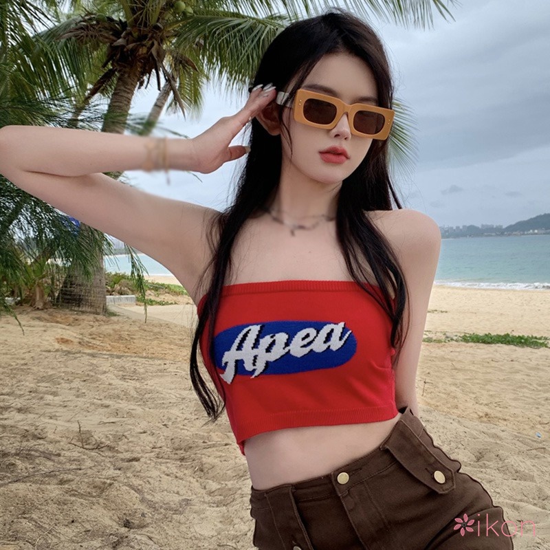 Áo Ống Dệt Kim In Chữ Quyến Rũ Cho Nữ