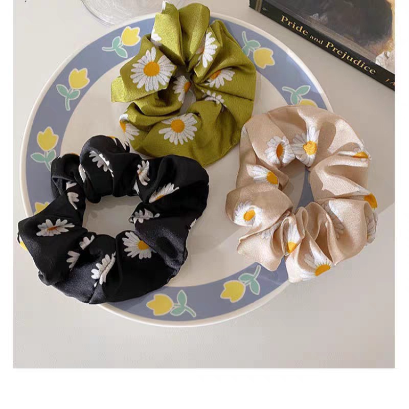 PVN15874 Dây buộc Tóc Vải Satin Hình Hoa Cúc T8