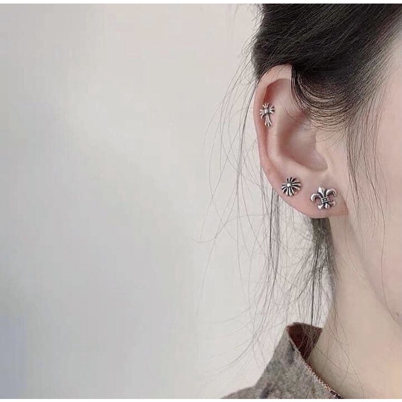 Khuyên tai nụ nam nữ 1 CHIẾC mạ bạc thái