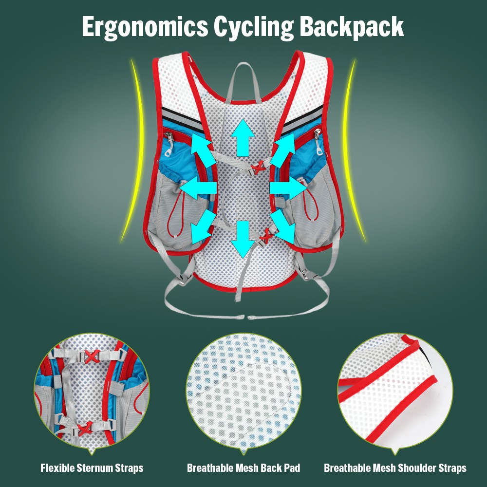 5L Hydration Pack Backpack with 2L Water Bladder Ultralight Breathable Hydration Vest For Outdoors Running Cycling Clim