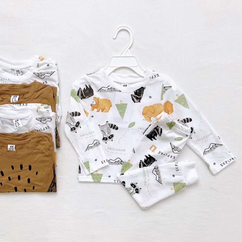 Set 2 bộ thun gấu dài tay bé trai bé gái