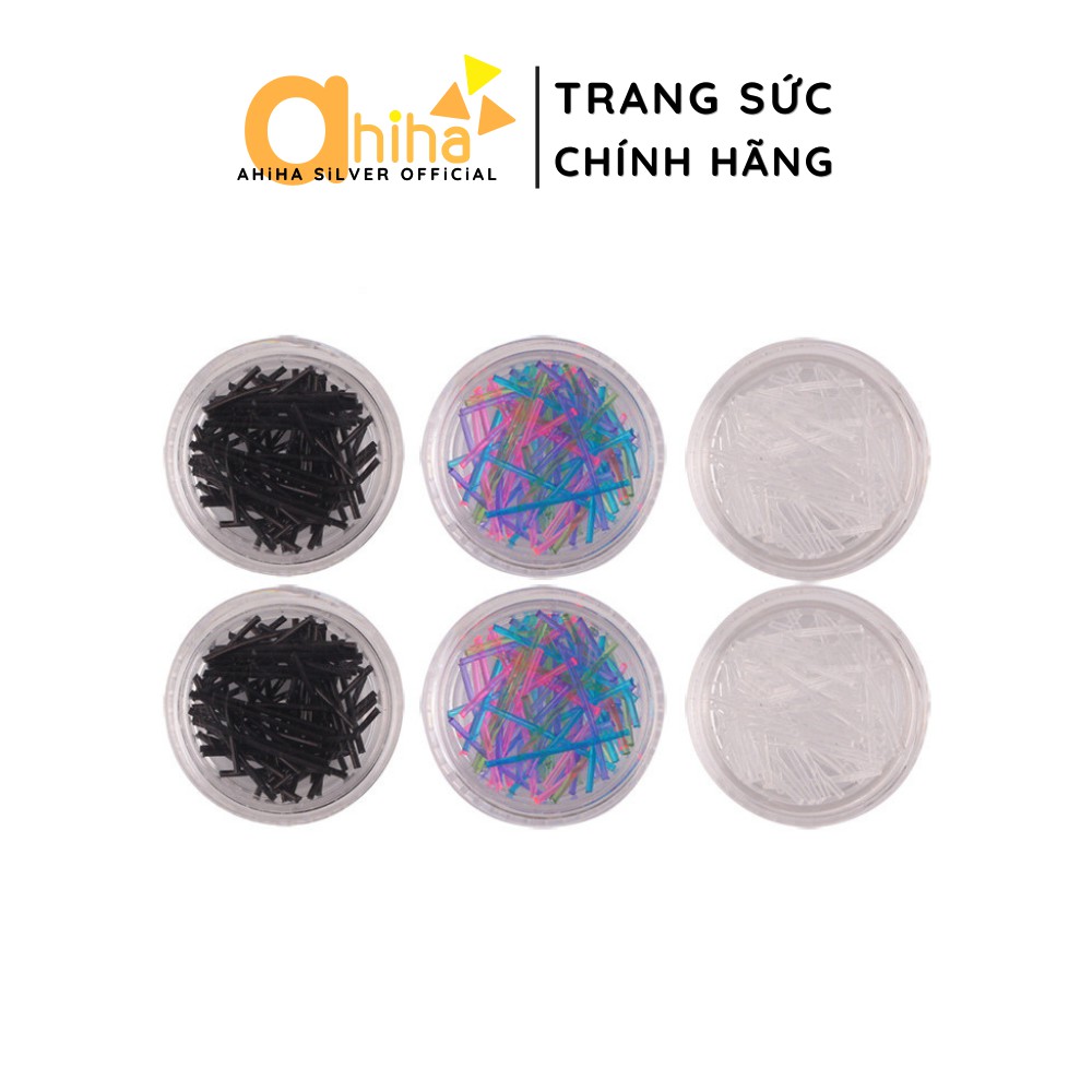 Combo hộp 30 đôi khuyên tai AHiHA nhựa dẻo trong suốt đen CHỐNG DỊ ỨNG Tặng kèm 20 đôi chốt bông tai Silicon - 3HT00