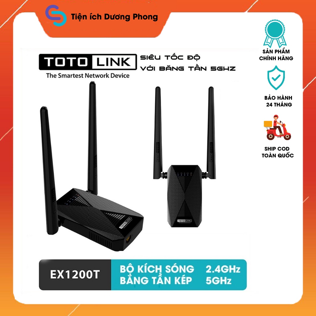 Kích sóng wifi Totolink EX1200T bộ kích wifi băng tần kép AC1200Mpbs - Hàng chính hãng bảo hành 24 tháng