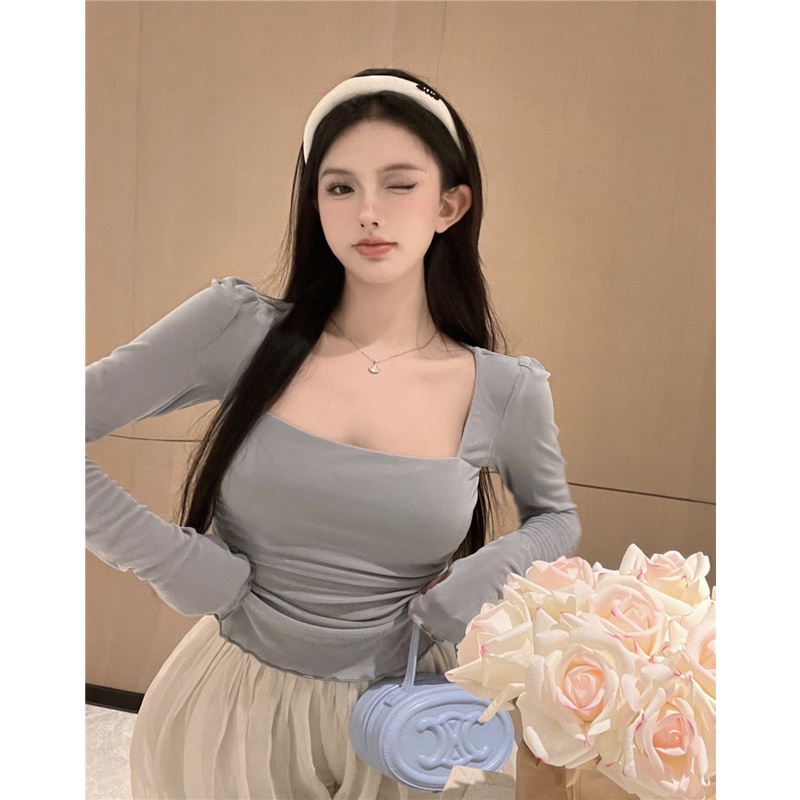 Set Áo Thun Tay Dài Chống Nắng + Quần Short Lưng Thun Ống Rộng Thời Trang Hàn Quốc Cho Nữ