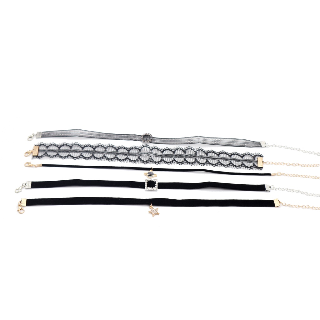 Vòng Cổ Choker Ngắn Mặt Ngôi Sao Màu Đen Phong Cách Hàn Quốc Cho Nữ