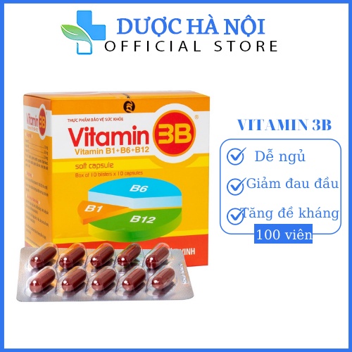 Viên uống Vitamin 3B giúp ăn ngon ngủ tốt, giảm đau nhức, tê bì chân tay hộp - 100 viên