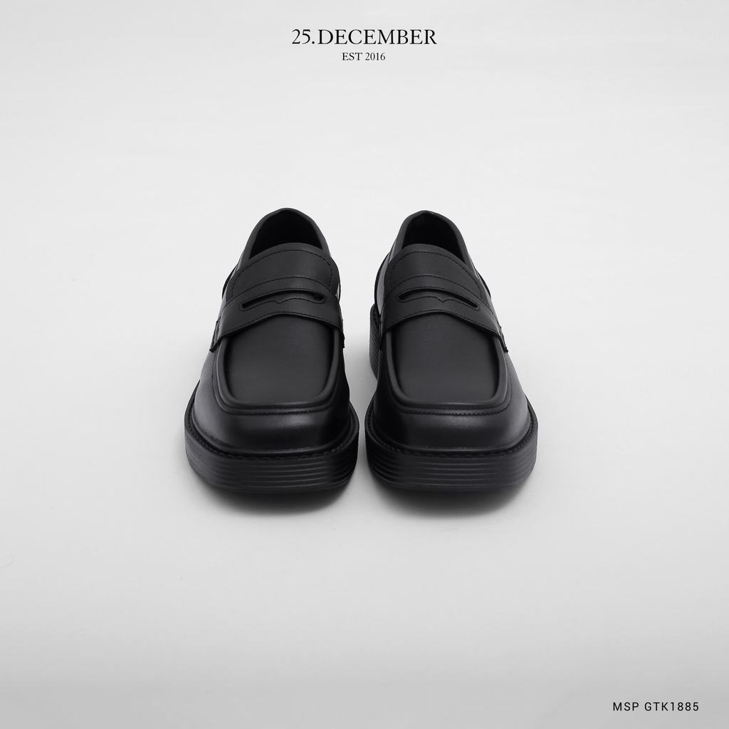 Giày da lười nam đen trơn, thiết kế đẹp, tăng chiều cao - Thương hiệu 25.December mã GTK1885