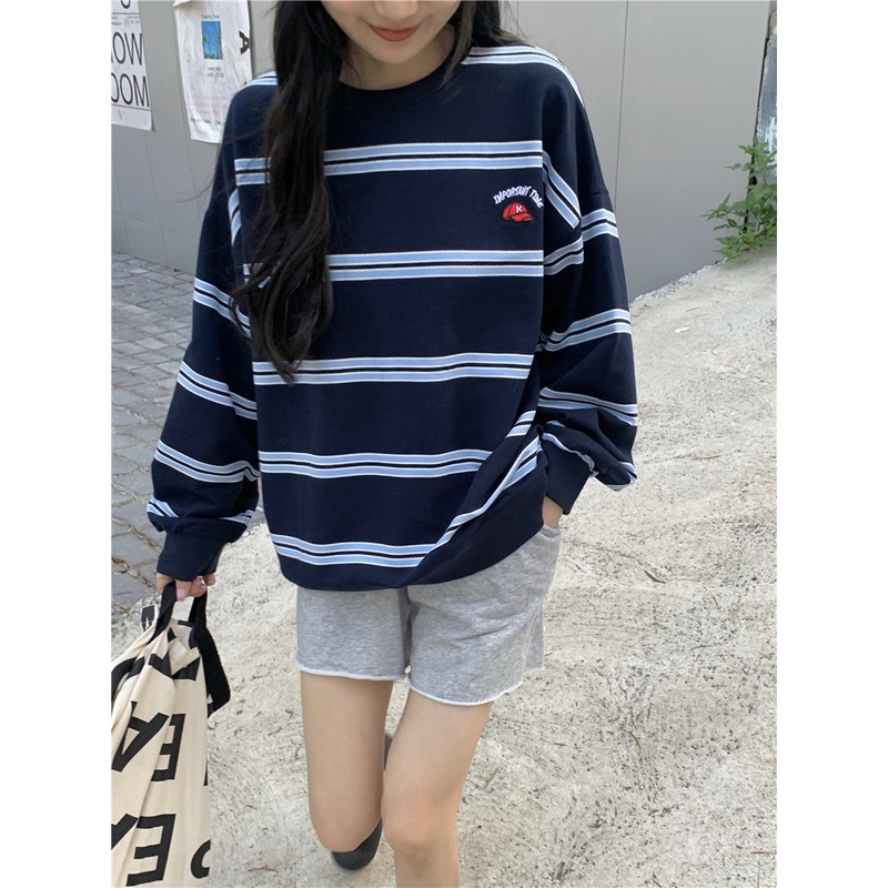 Áo Thun Nữ Tay Dài Kẻ Sọc Thời Trang Hàn Quốc | BigBuy360 - bigbuy360.vn