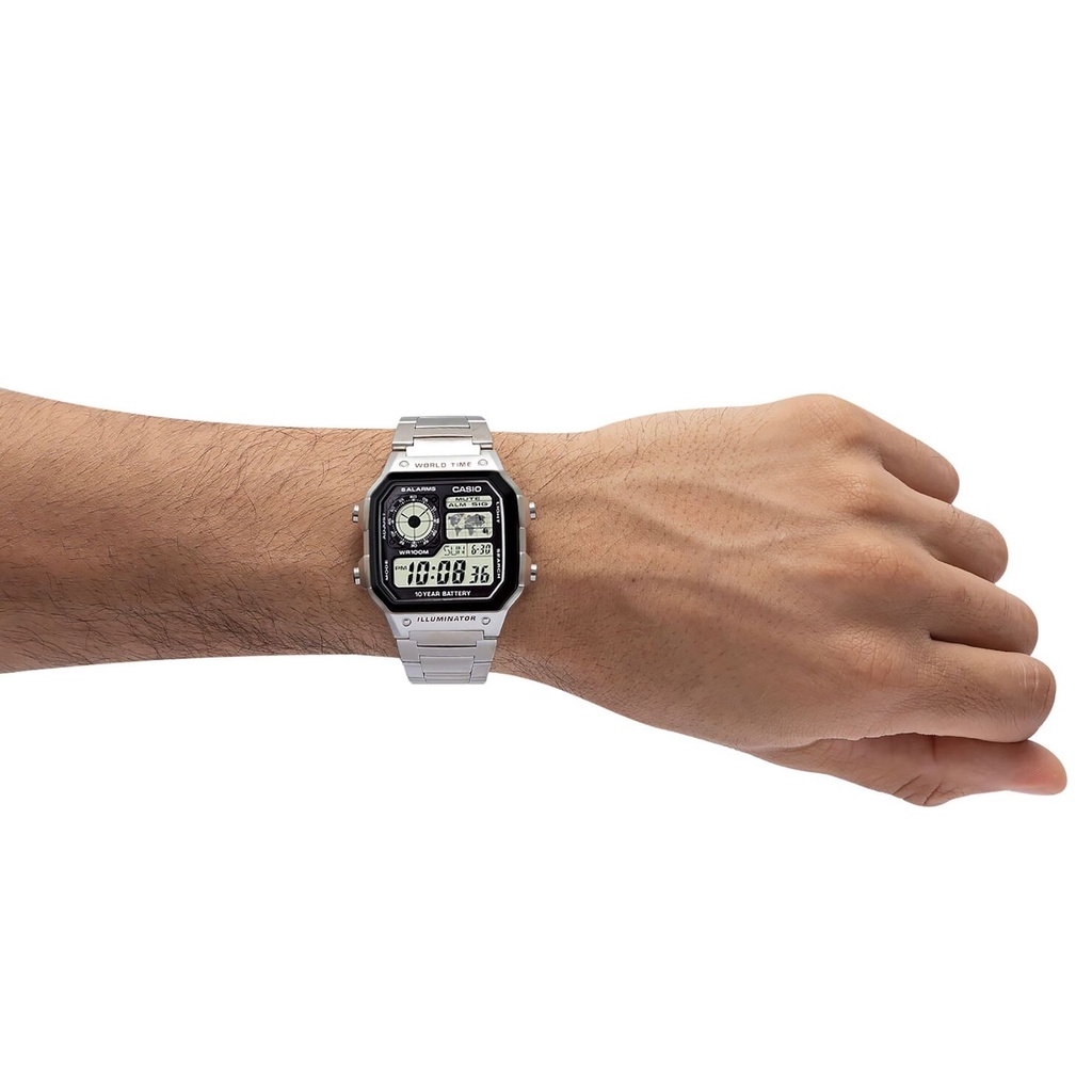 Đồng Hồ Casio Nam Điện Tử AE-1200WHD-1AVDF Mặt Vuông Dây Kim Loại Chính Hãng | BigBuy360 - bigbuy360.vn