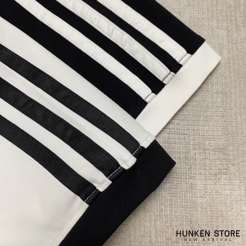Áo thun unisex DAS 3 sọc pull trắng đen cổ tròn tay ngắn phông thể thao cặp đôi nam nữ đẹp Cotton cao cấp | HunKen Store