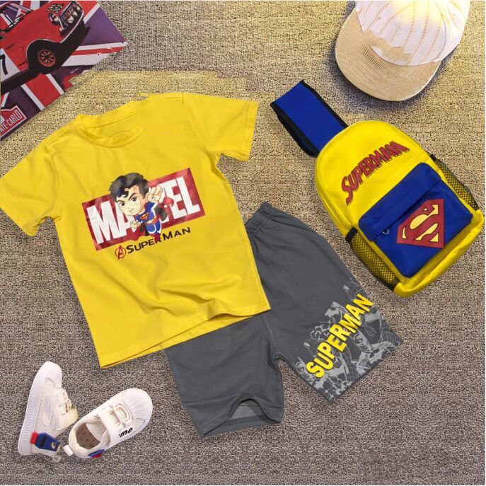 Bộ quần áo siêu nhân kèm TÚI- Màu vàng siêu nhân superman