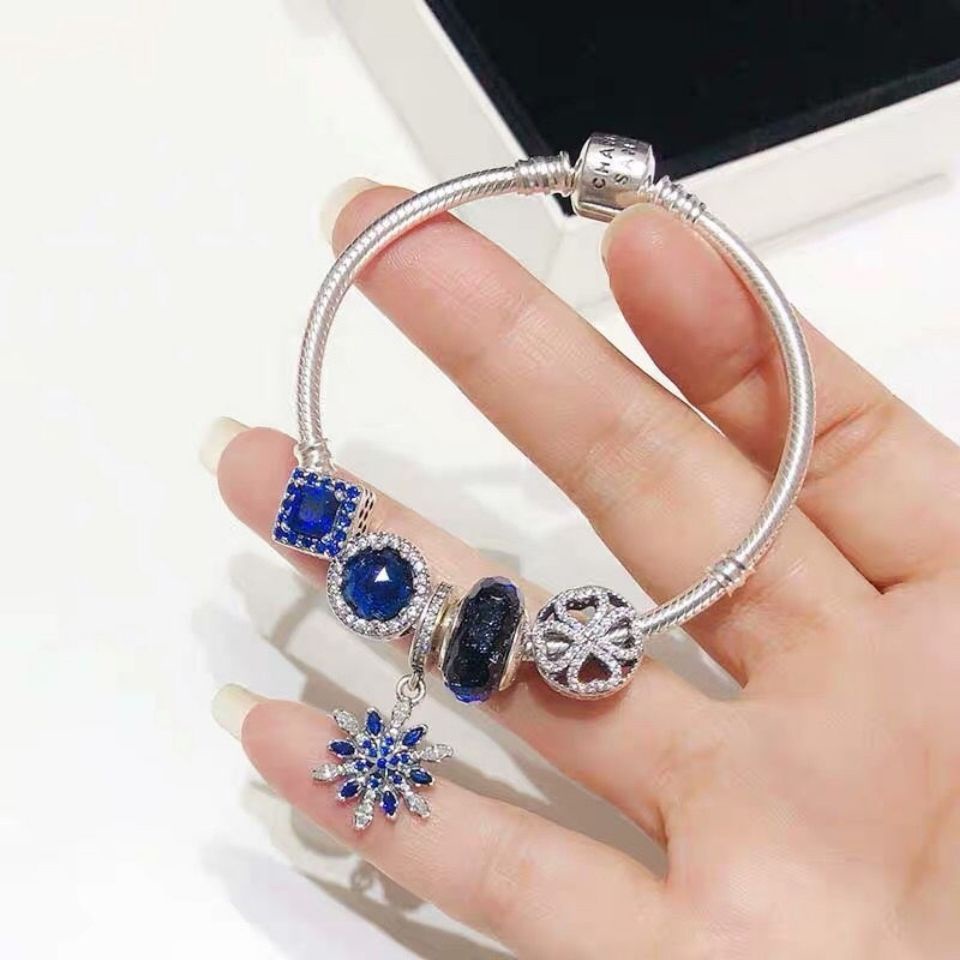 Vòng Tay Pandora Mạ Bạc 925 Mặt Hình Bông Tuyết Xinh Xắn Cho Nữ
